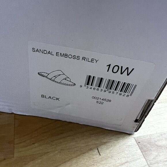 Evans Slide Sandal Riley Embossed Black Flat Studded Shoes Size 10 WIDE NEW - Picture 10 of 10